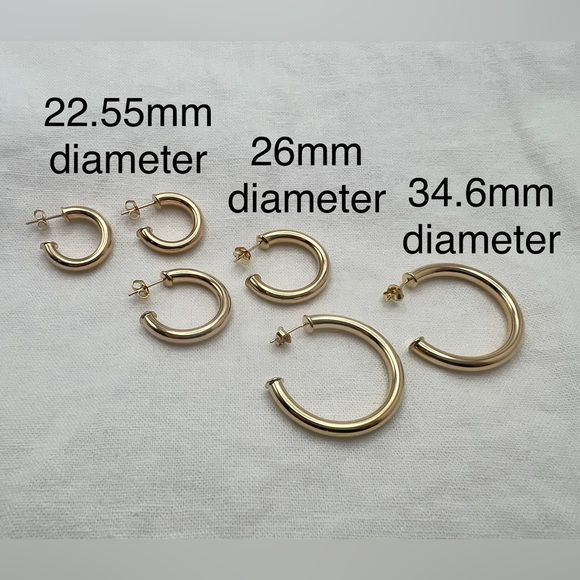 18k Gold Filled Hoops Large - Picture 3 of 3